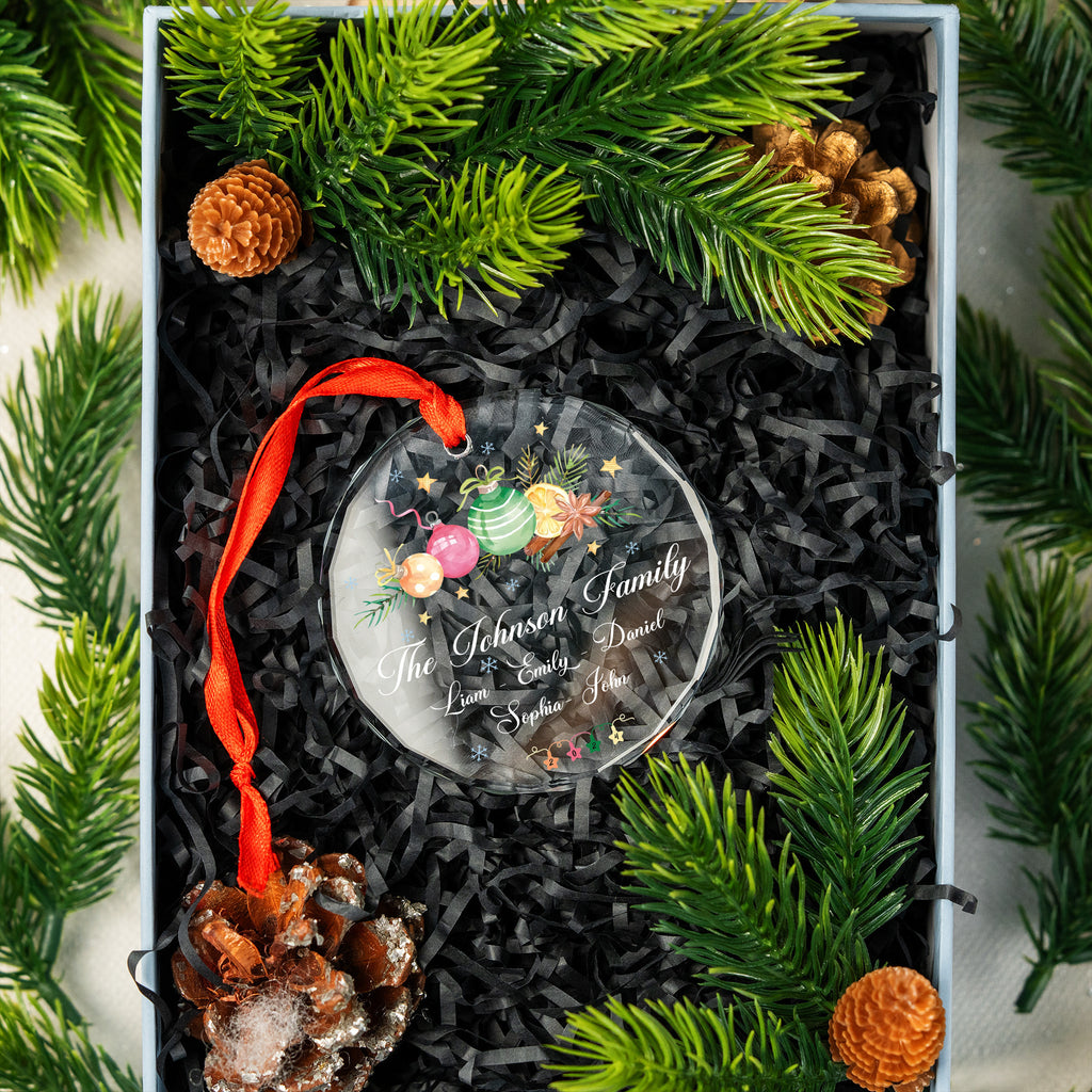 Personalized Family Name Christmas Tree Glass Ornament, Gift for Family - image 5
