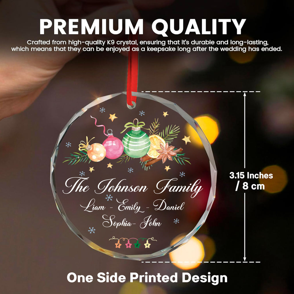 Personalized Family Name Christmas Tree Glass Ornament, Gift for Family - image 6