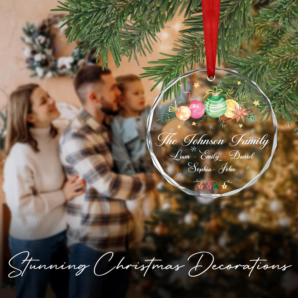 Personalized Family Name Christmas Tree Glass Ornament, Gift for Family - image 7