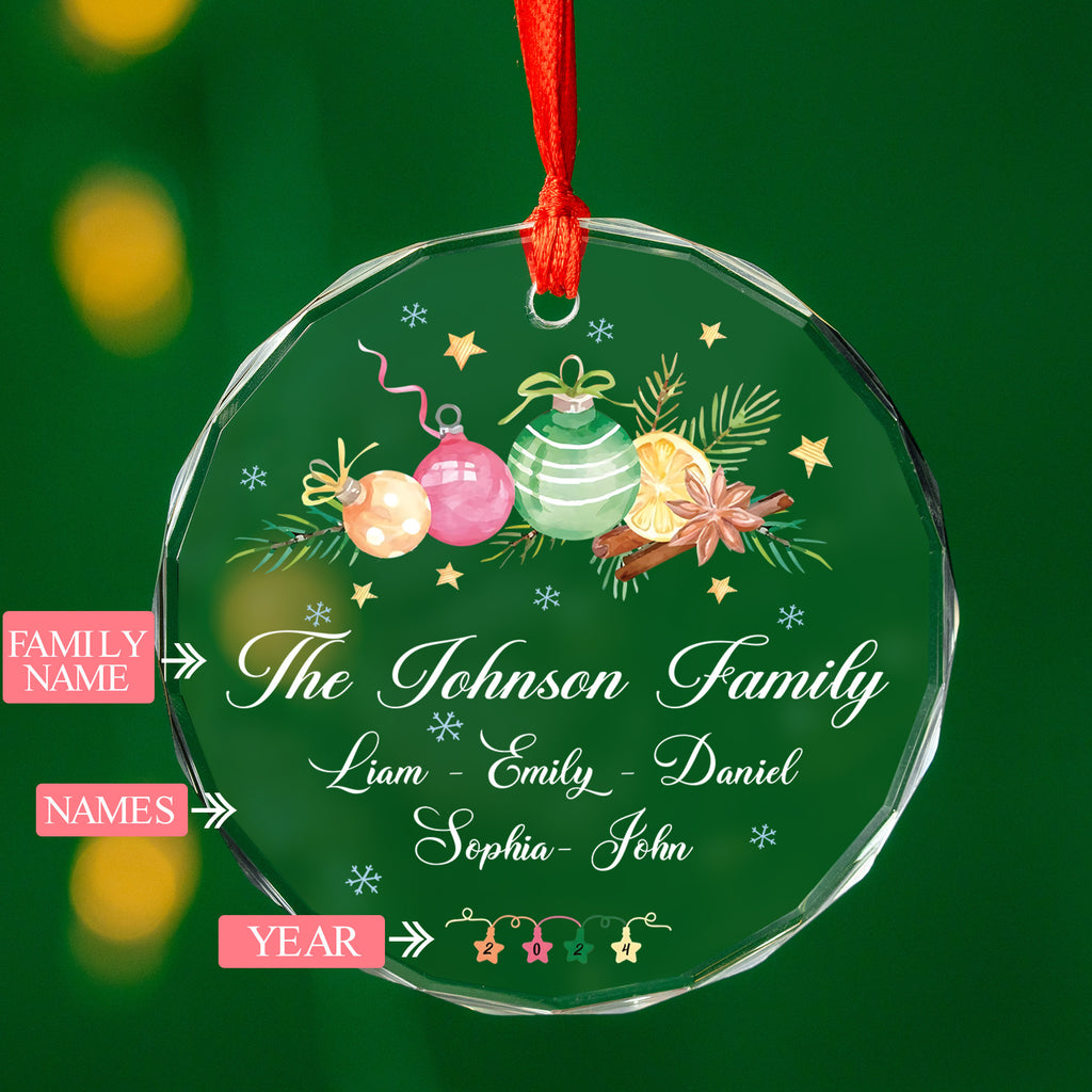 Personalized Family Name Christmas Tree Glass Ornament, Gift for Family - image 8