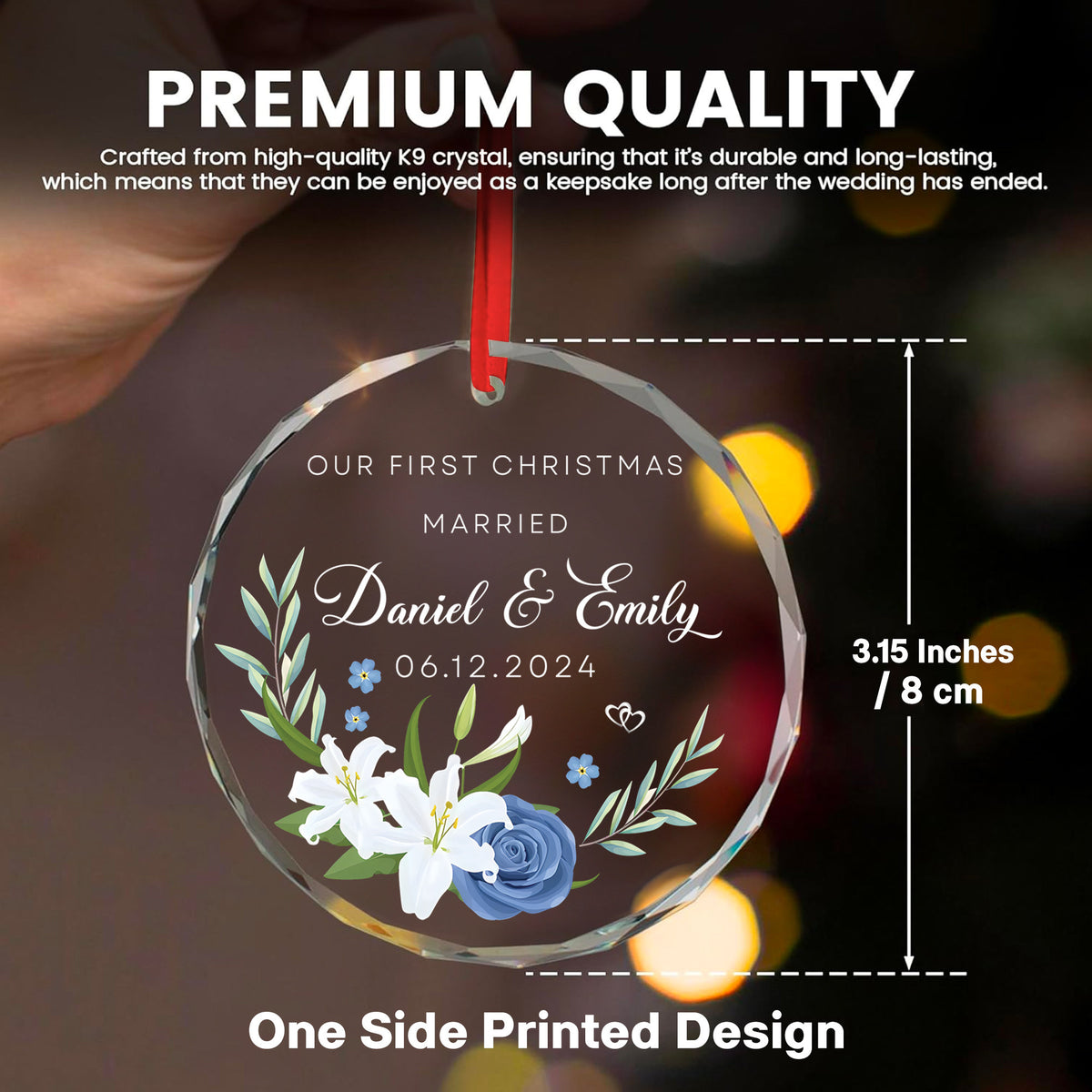 Personalized First Christmas as Engaged Glass Ornament, Couple Engagement Gift - image 4