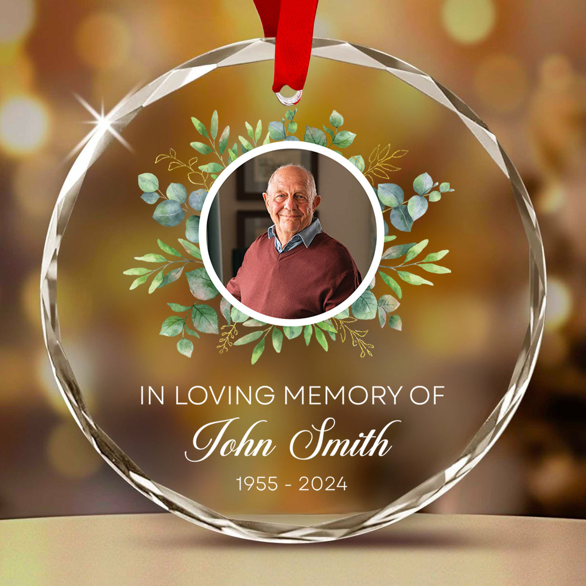 Personalized In Loving Memory Glass Ornament, Sympathy Gift