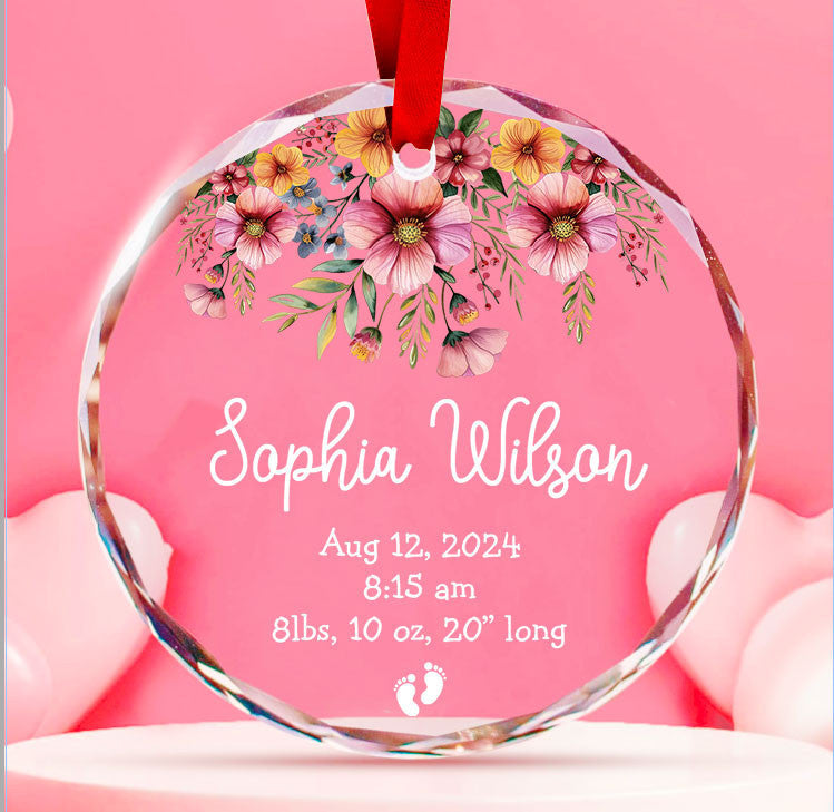 Personalized Baby's First Christmas Birth Stats Glass Ornament, New Parents Gift - image 3