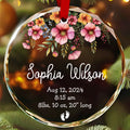 Personalized Baby's First Christmas Birth Stats Glass Ornament, New Parents Gift