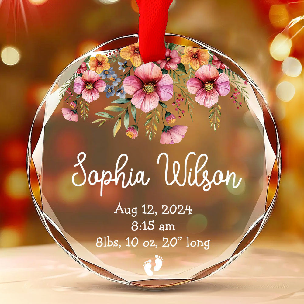 Personalized Baby's First Christmas Birth Stats Glass Ornament, New Parents Gift - image 8