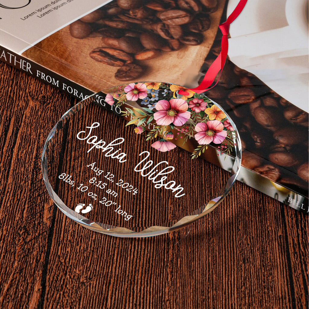 Personalized Baby's First Christmas Birth Stats Glass Ornament, New Parents Gift - image 7