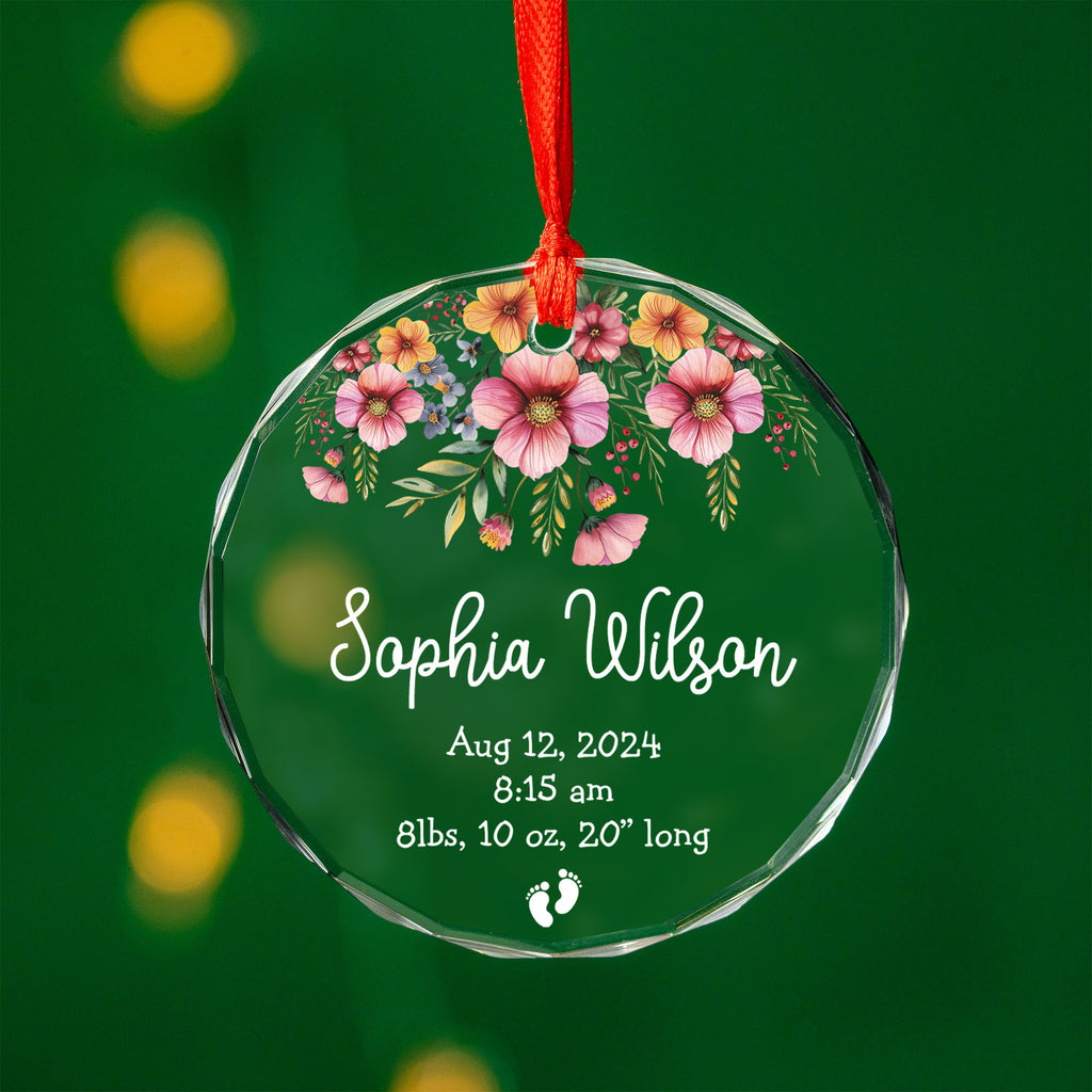 Personalized Baby's First Christmas Birth Stats Glass Ornament, New Parents Gift - image 2