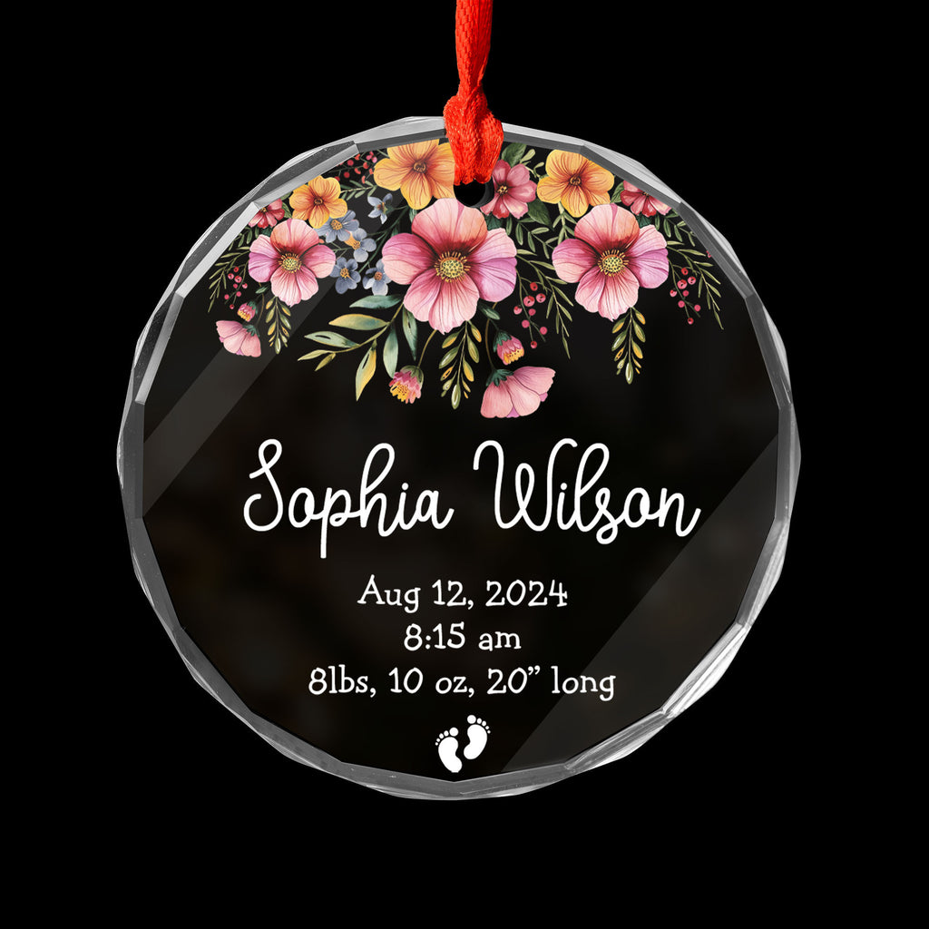 Personalized Baby's First Christmas Birth Stats Glass Ornament, New Parents Gift - image 5