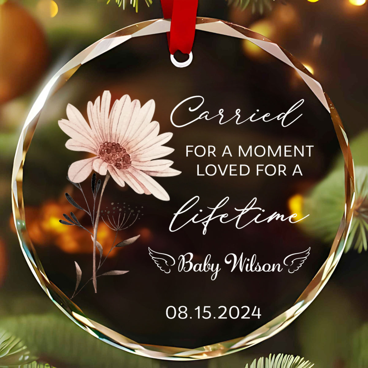 Personalized Baby Loss Memorial Glass Christmas Ornament, Infant Loss Sympathy Gift