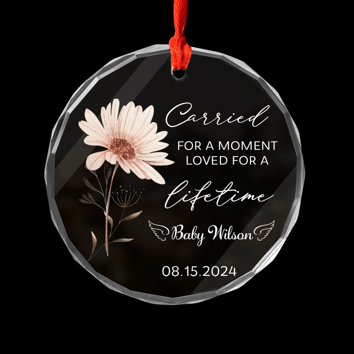 Personalized Baby Loss Memorial Glass Christmas Ornament, Infant Loss Sympathy Gift - image 2