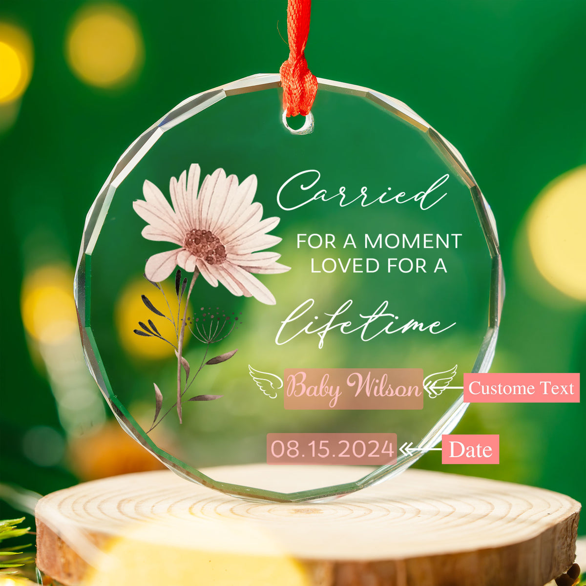 Personalized Baby Loss Memorial Glass Christmas Ornament, Infant Loss Sympathy Gift - image 3