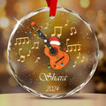 Personalized Acoustic Guitar Glass Christmas Ornament 2026, Guitarist Music Lover Gift