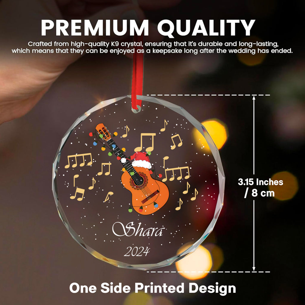 Personalized Acoustic Guitar Glass Christmas Ornament 2026, Guitarist Music Lover Gift - image 7