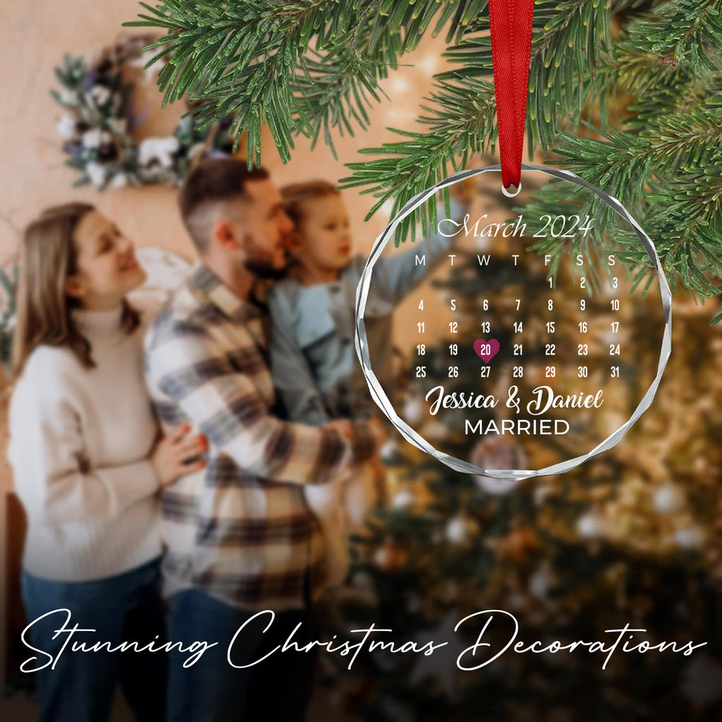 Personalized Milestone Date Calendar Glass Christmas Ornament, Unique Engagement Gift - image 6