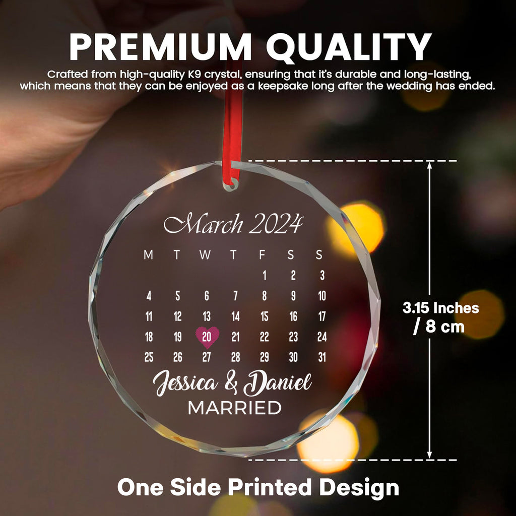 Personalized Milestone Date Calendar Glass Christmas Ornament, Unique Engagement Gift - image 7
