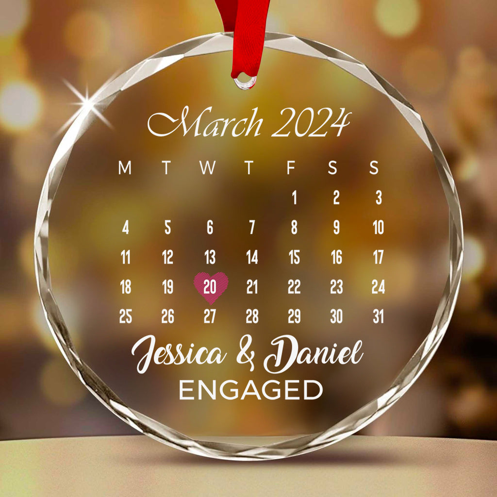 Personalized Milestone Date Calendar Glass Christmas Ornament, Unique Engagement Gift - image 8