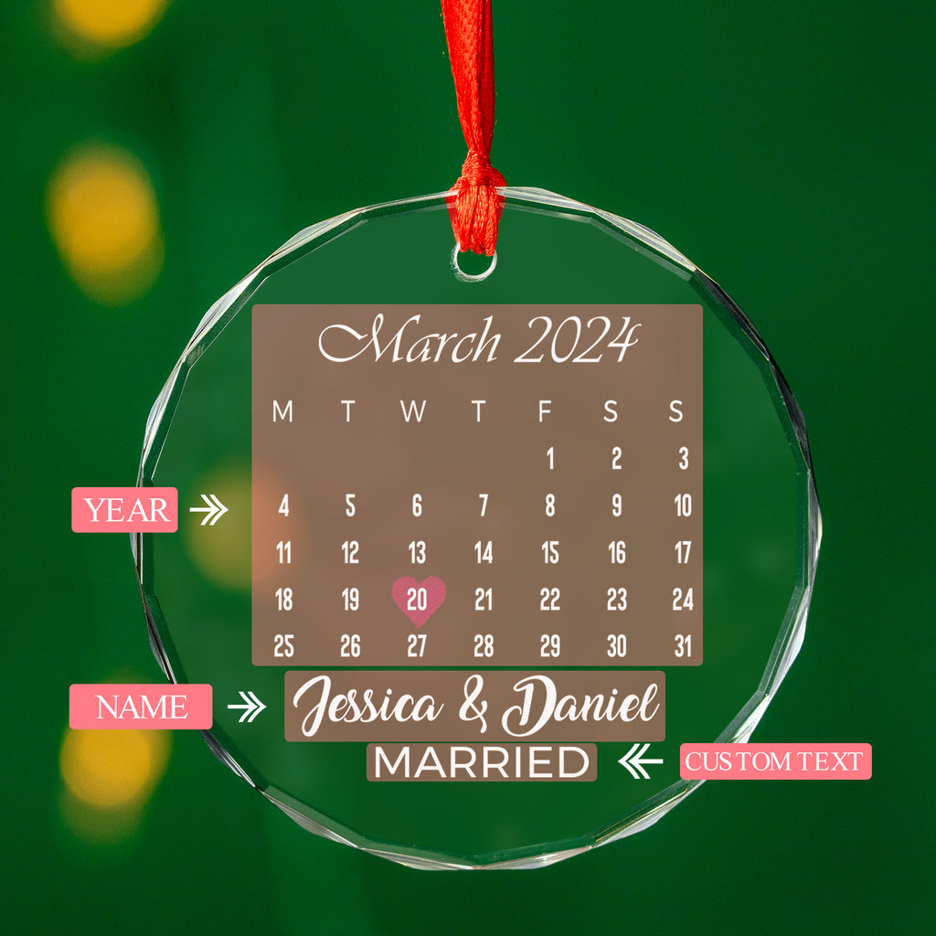 Personalized Milestone Date Calendar Glass Christmas Ornament, Unique Engagement Gift - image 12