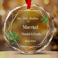 Personalized First Christmas as Married Glass Ornament, Wedding Christmas Gift