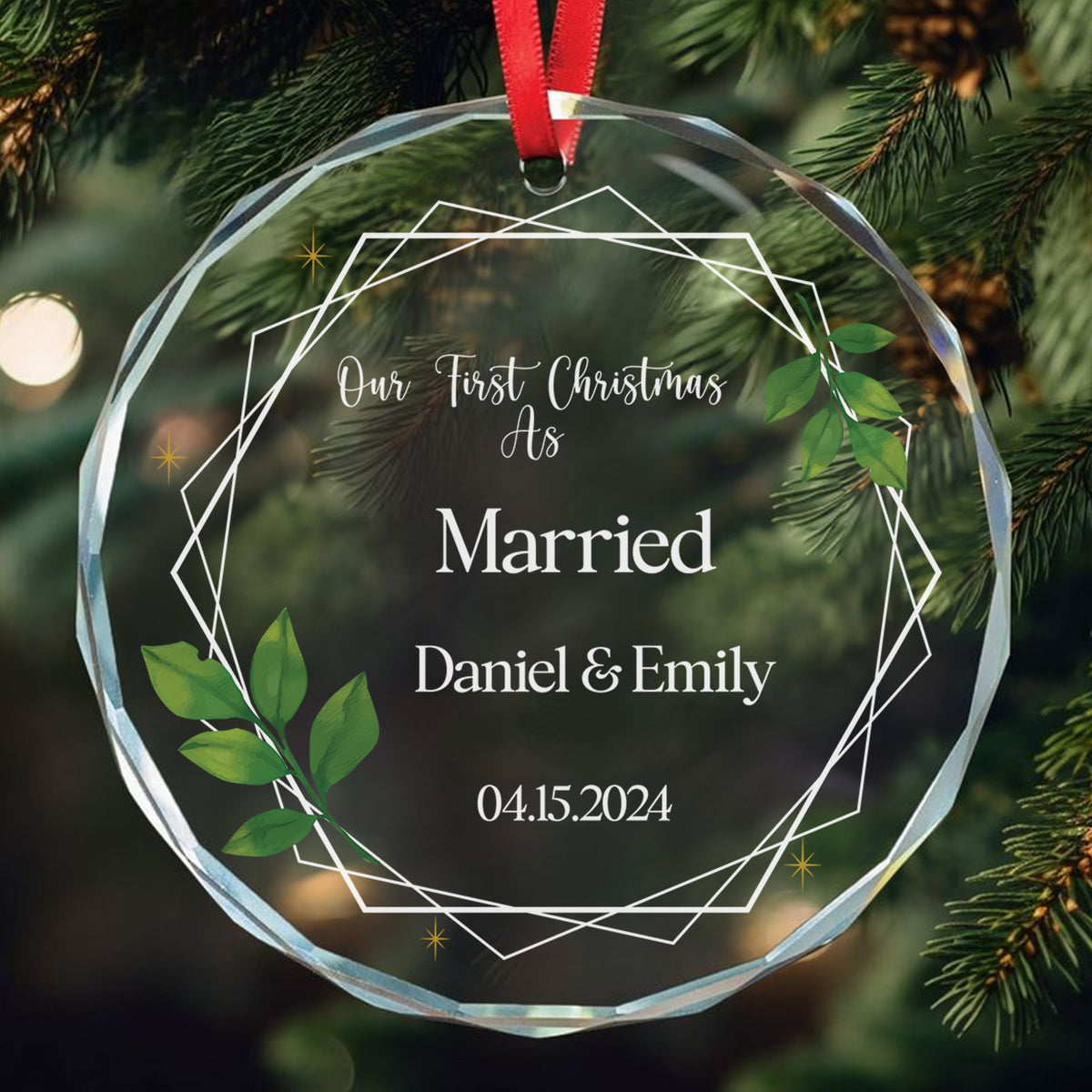 Personalized First Christmas as Married Glass Ornament, Wedding Christmas Gift - image 2