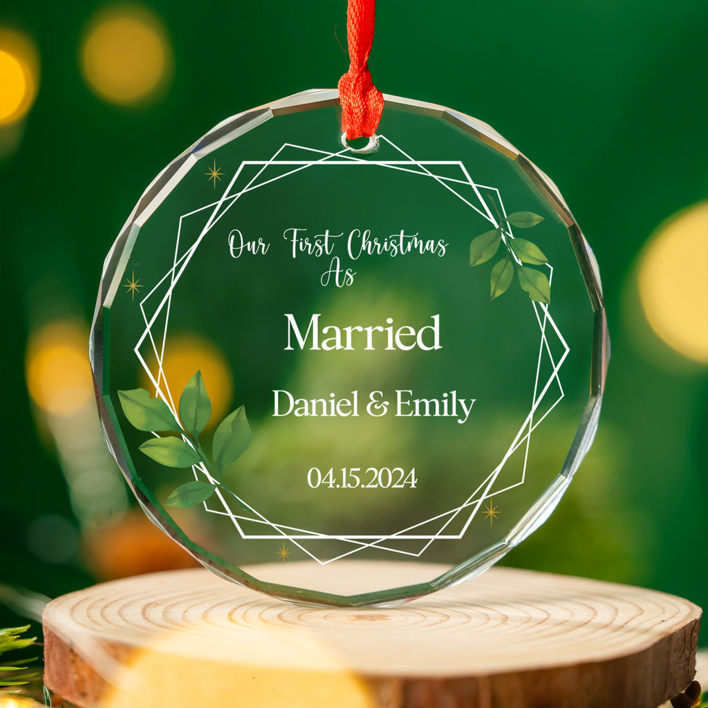 Personalized First Christmas as Married Glass Ornament, Wedding Christmas Gift - image 4