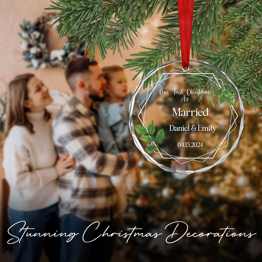 Personalized First Christmas as Married Glass Ornament, Wedding Christmas Gift - image 6