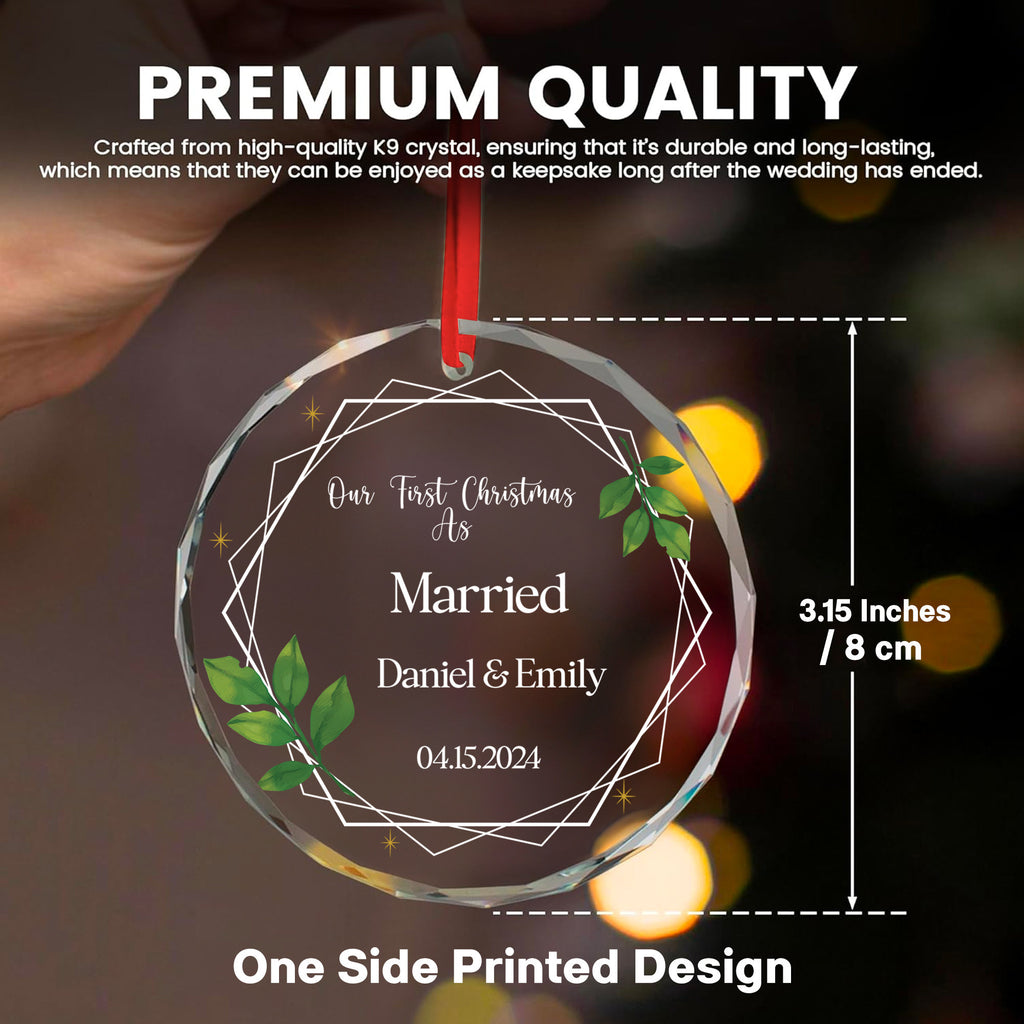 Personalized First Christmas as Married Glass Ornament, Wedding Christmas Gift - image 7