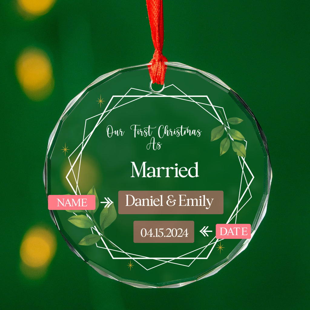 Personalized First Christmas as Married Glass Ornament, Wedding Christmas Gift - image 8