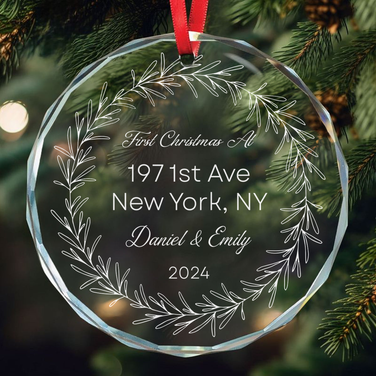 Personalized First Christmas at New Home Glass Ornament 2026, New House Address Gift - image 2