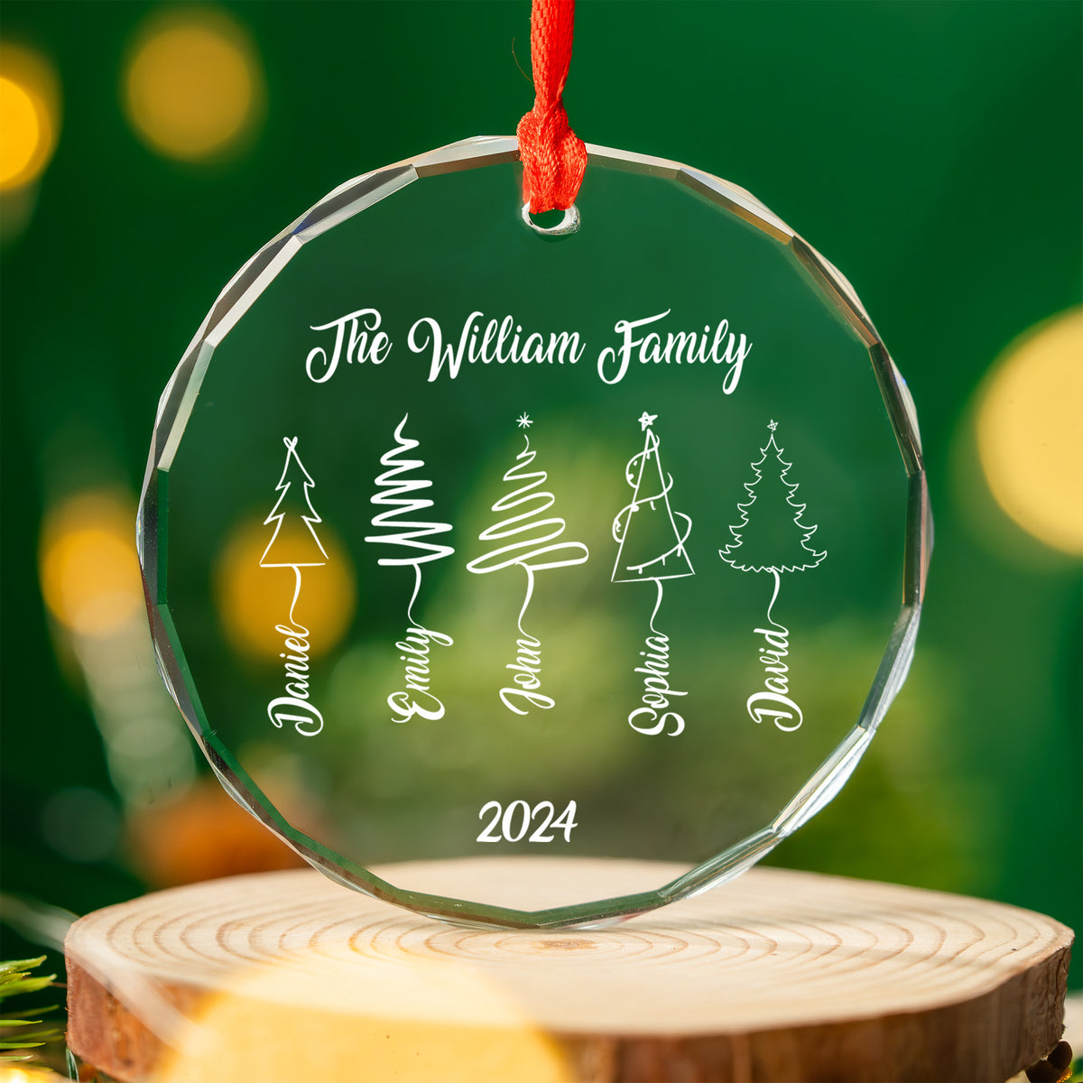Personalized Family Tree Glass Christmas Ornament 2026 with up to 5 Names, Family Gift - image 4