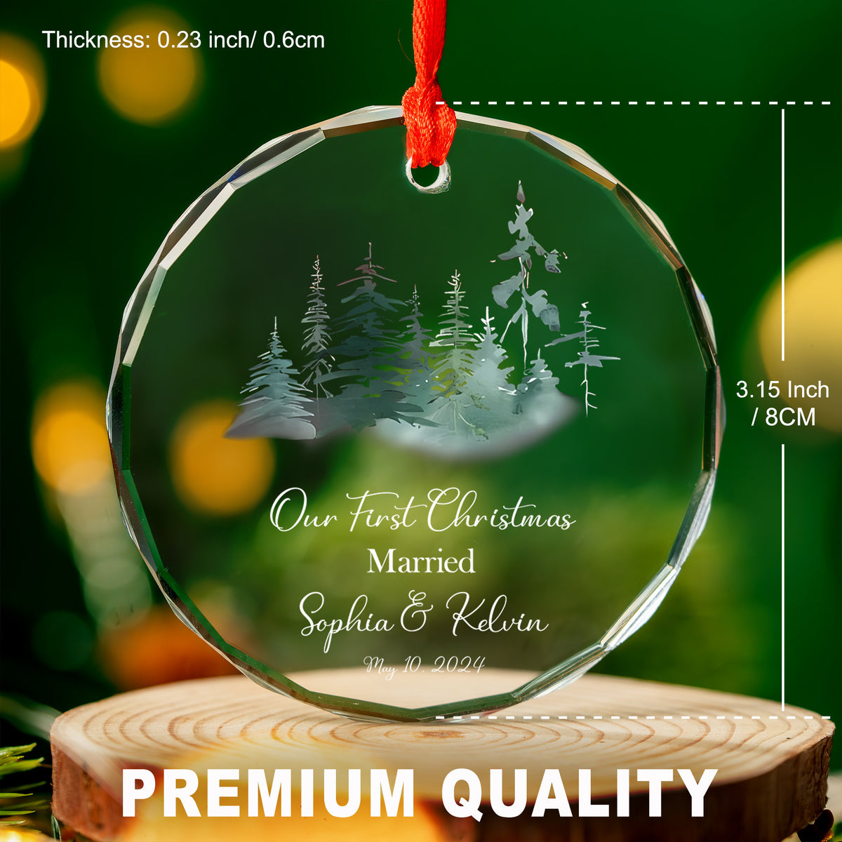 Personalized 1st Christmas Couple Glass Ornament, Wedding or Engagement Gift - image 4