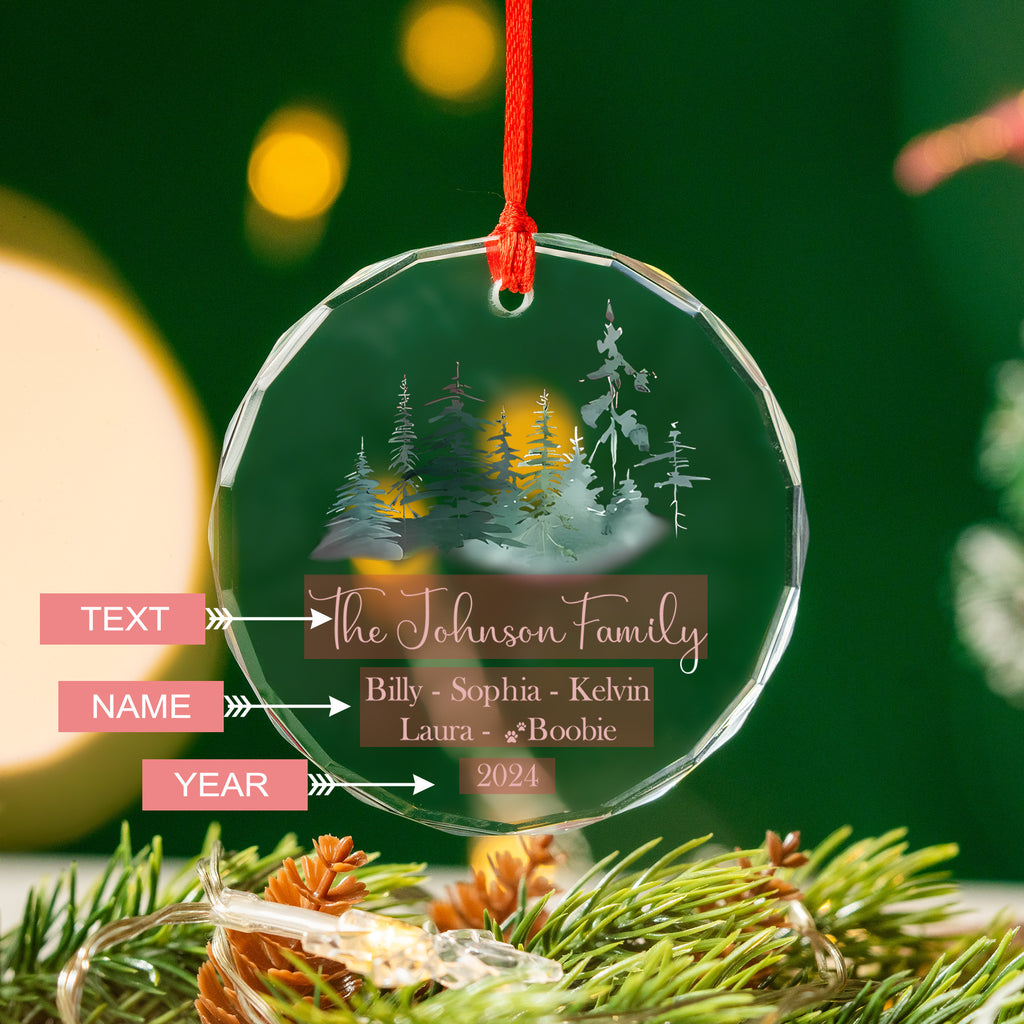 Personalized Forest Family Glass Christmas Ornament with Pet Name, Christmas Family Gift - image 4