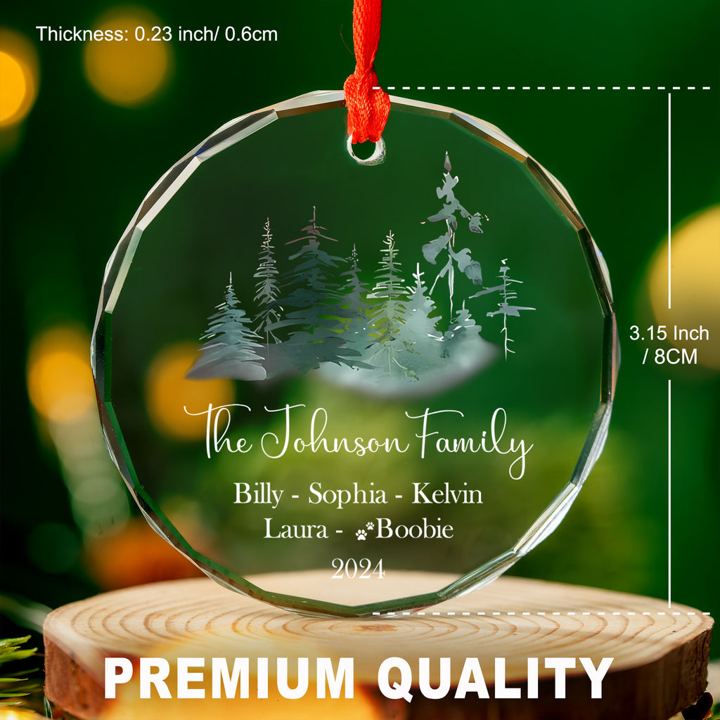 Personalized Forest Family Glass Christmas Ornament with Pet Name, Christmas Family Gift - image 5