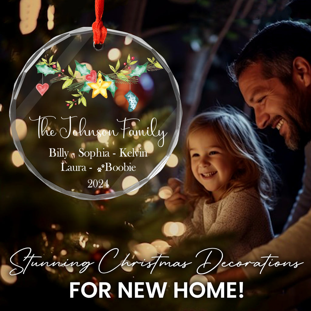 Personalized Family Glass Christmas Ornament 2026, Xmas Tree Family Gift - image 2