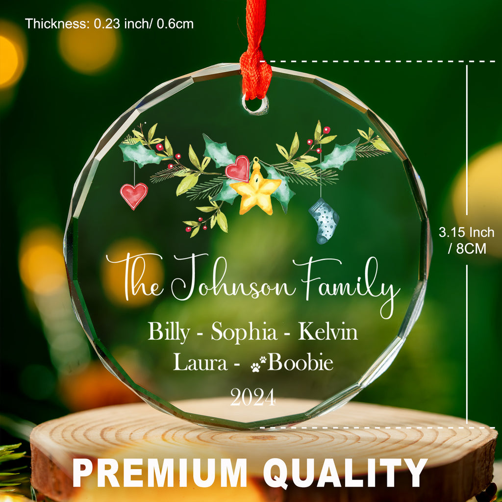Personalized Family Glass Christmas Ornament 2026, Xmas Tree Family Gift - image 3