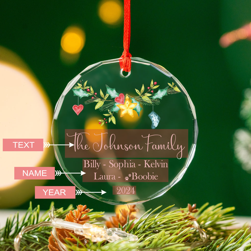 Personalized Family Glass Christmas Ornament 2026, Xmas Tree Family Gift - image 4