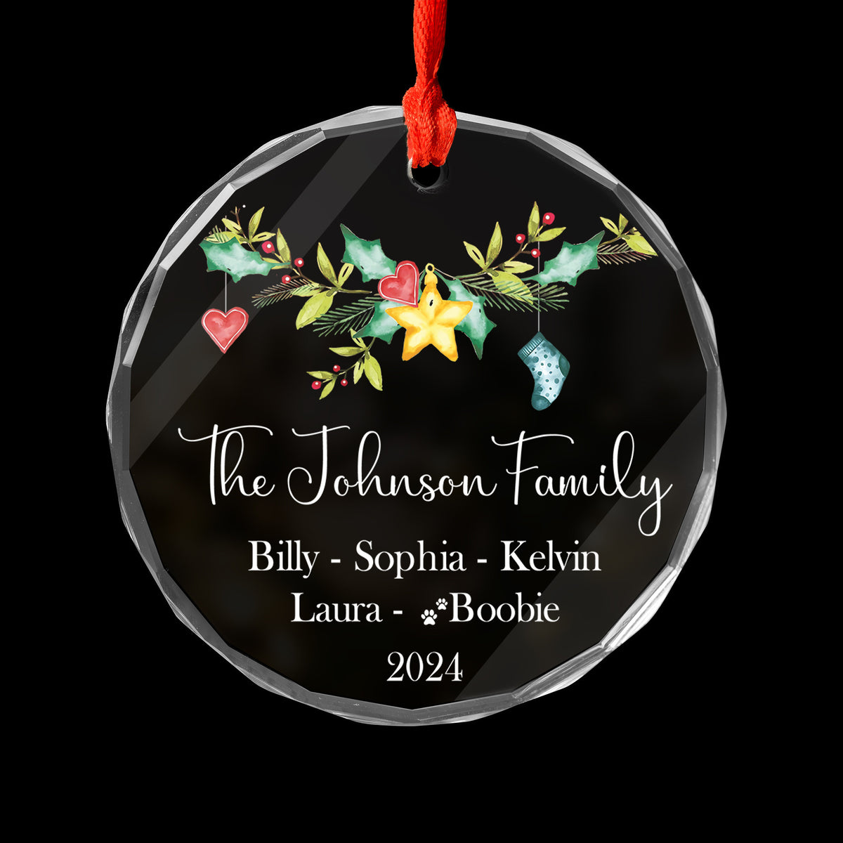 Personalized Family Glass Christmas Ornament 2026, Xmas Tree Family Gift - image 6