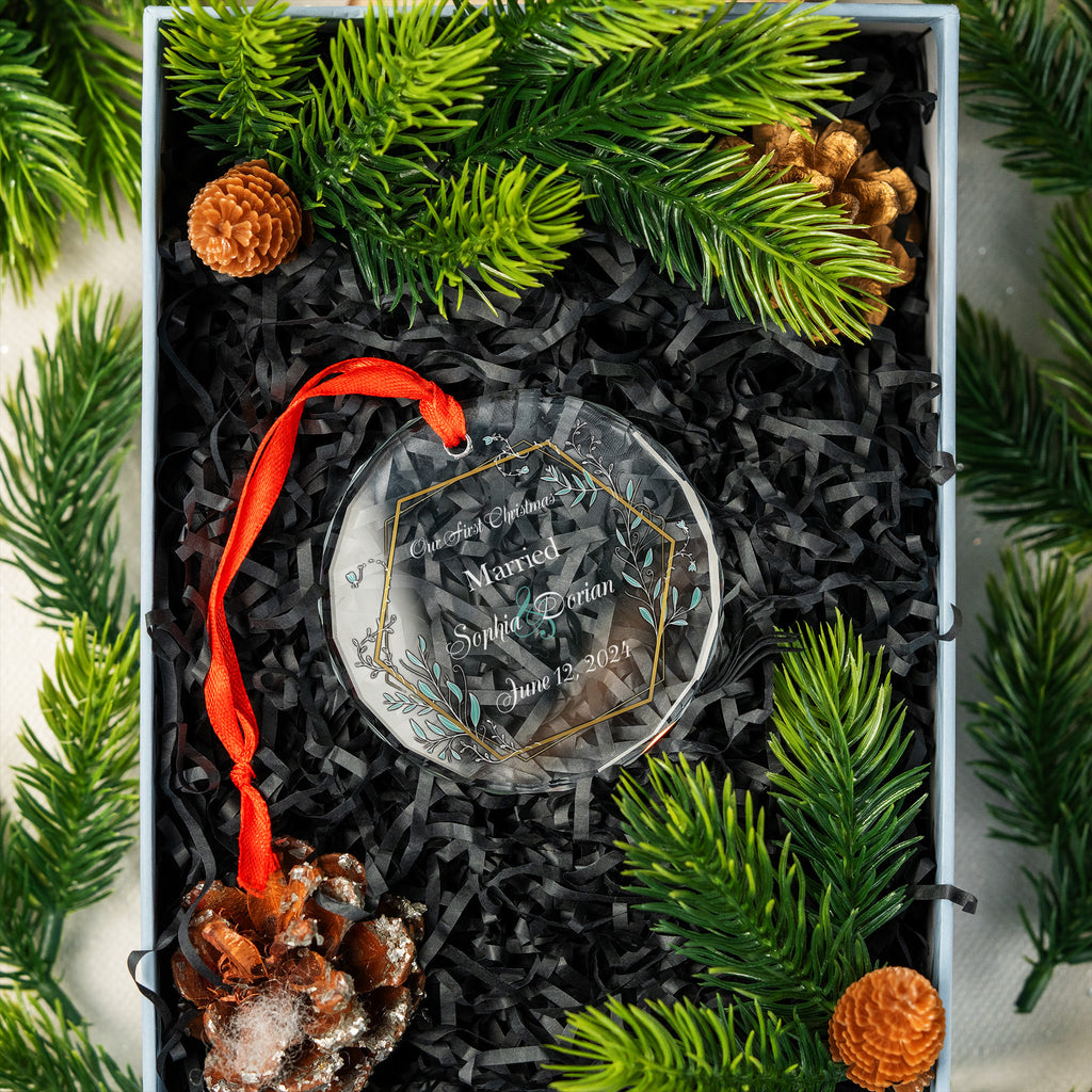Personalized Our First Christmas Together Married Glass Ornament, Couples Gift - image 3