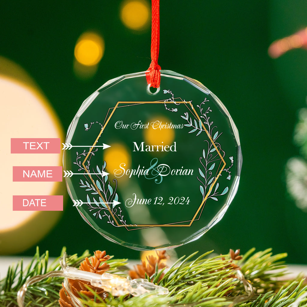 Personalized Our First Christmas Together Married Glass Ornament, Couples Gift - image 4
