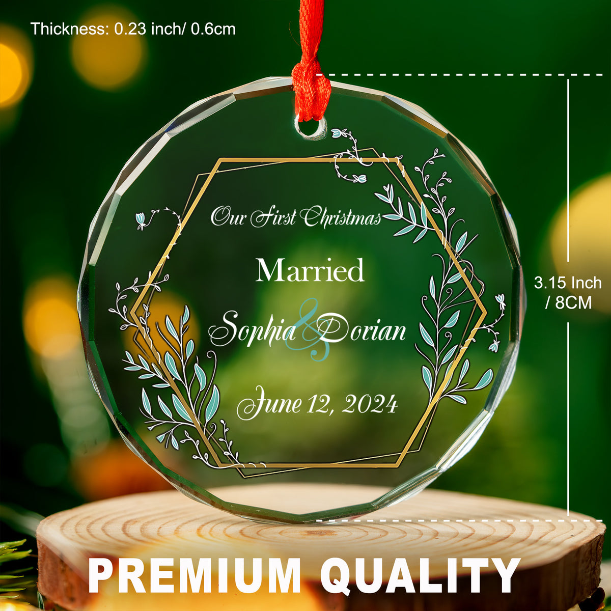 Personalized Our First Christmas Together Married Glass Ornament, Couples Gift - image 5