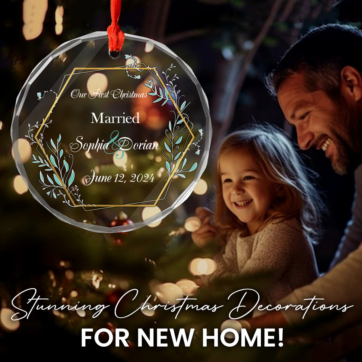 Personalized Our First Christmas Together Married Glass Ornament, Couples Gift - image 6