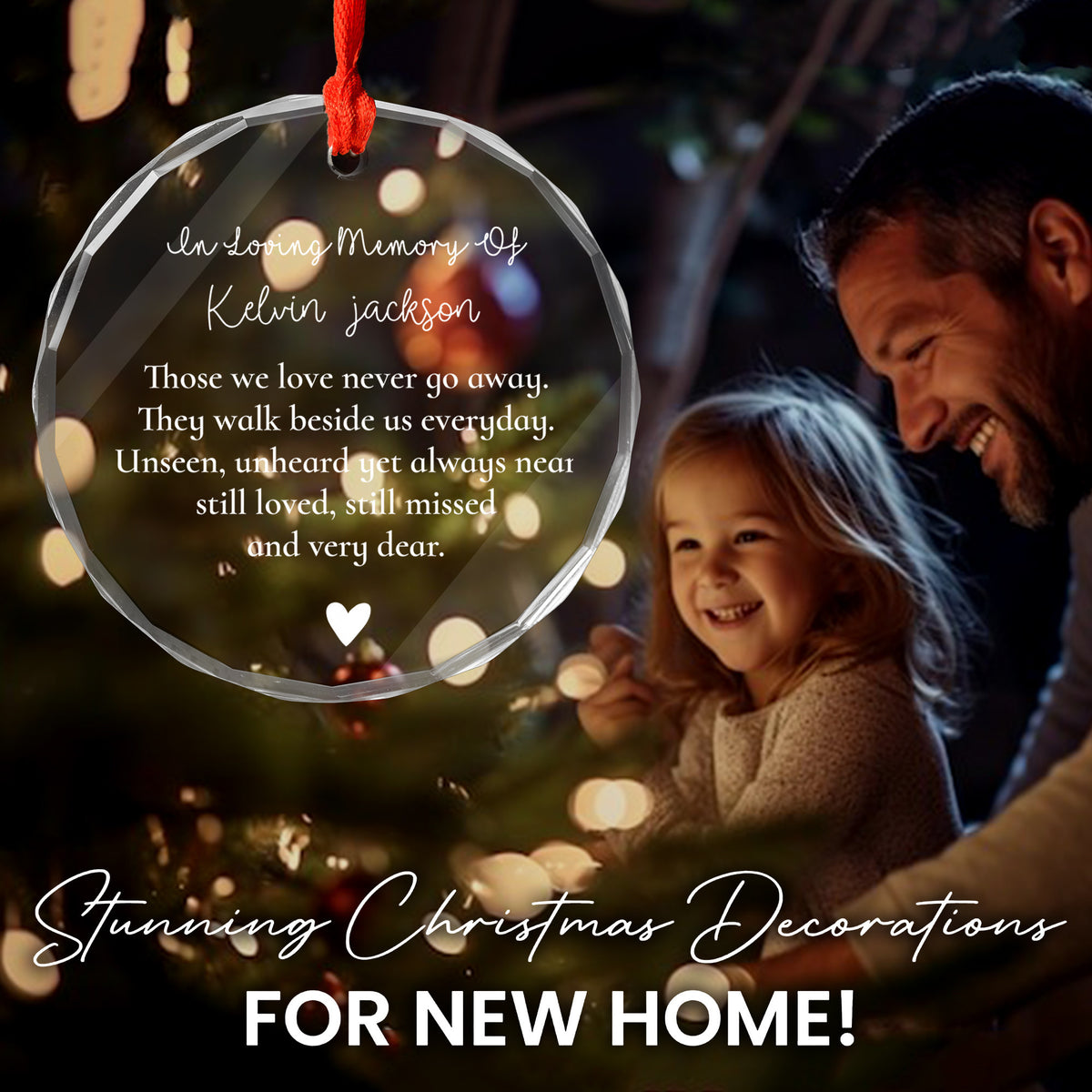 Personalized Memorial Glass Christmas Ornament, Loss of Loved One Remembrance Gift - image 2