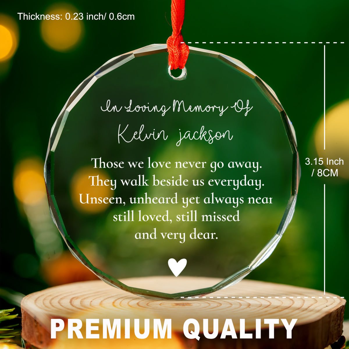 Personalized Memorial Glass Christmas Ornament, Loss of Loved One Remembrance Gift - image 3