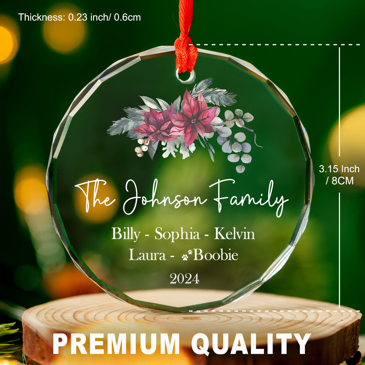 Personalized Family Glass Christmas Ornament with Dog Names, Dog Lover Christmas Gift - image 5