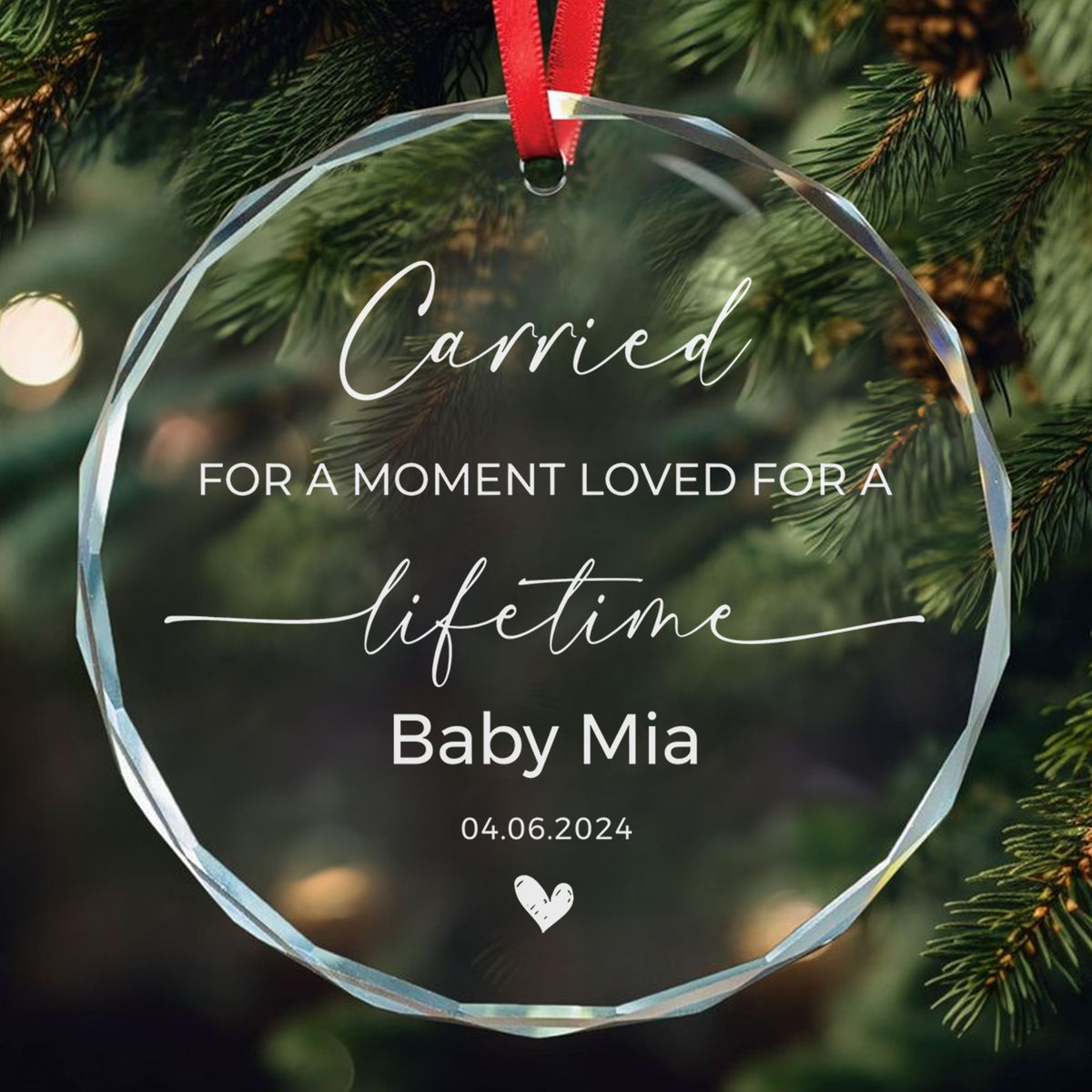 Personalized Loss of Loved One Memorial Glass Christmas Ornament, Sympathy Gift - image 2