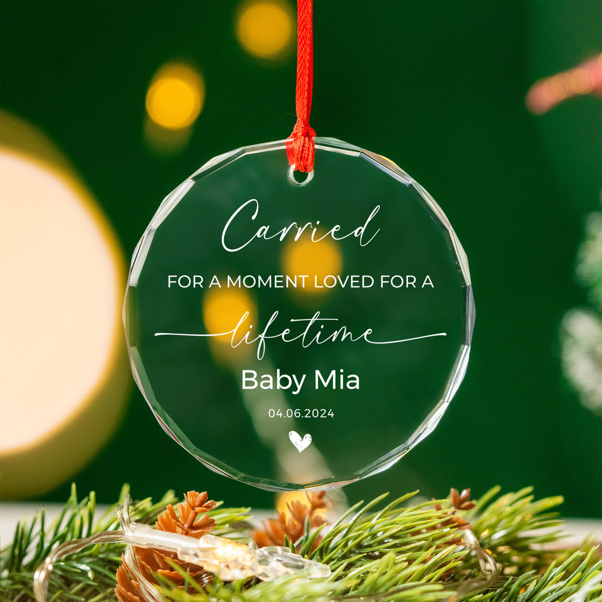 Personalized Loss of Loved One Memorial Glass Christmas Ornament, Sympathy Gift - image 4