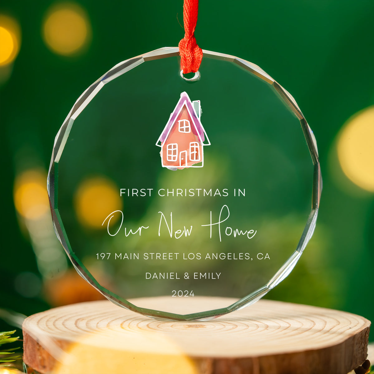 Personalized First Christmas in Our New Home Glass Ornament with Address - image 3