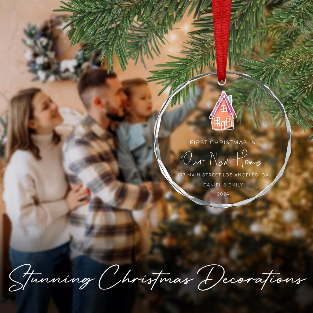 Personalized First Christmas in Our New Home Glass Ornament with Address - image 6