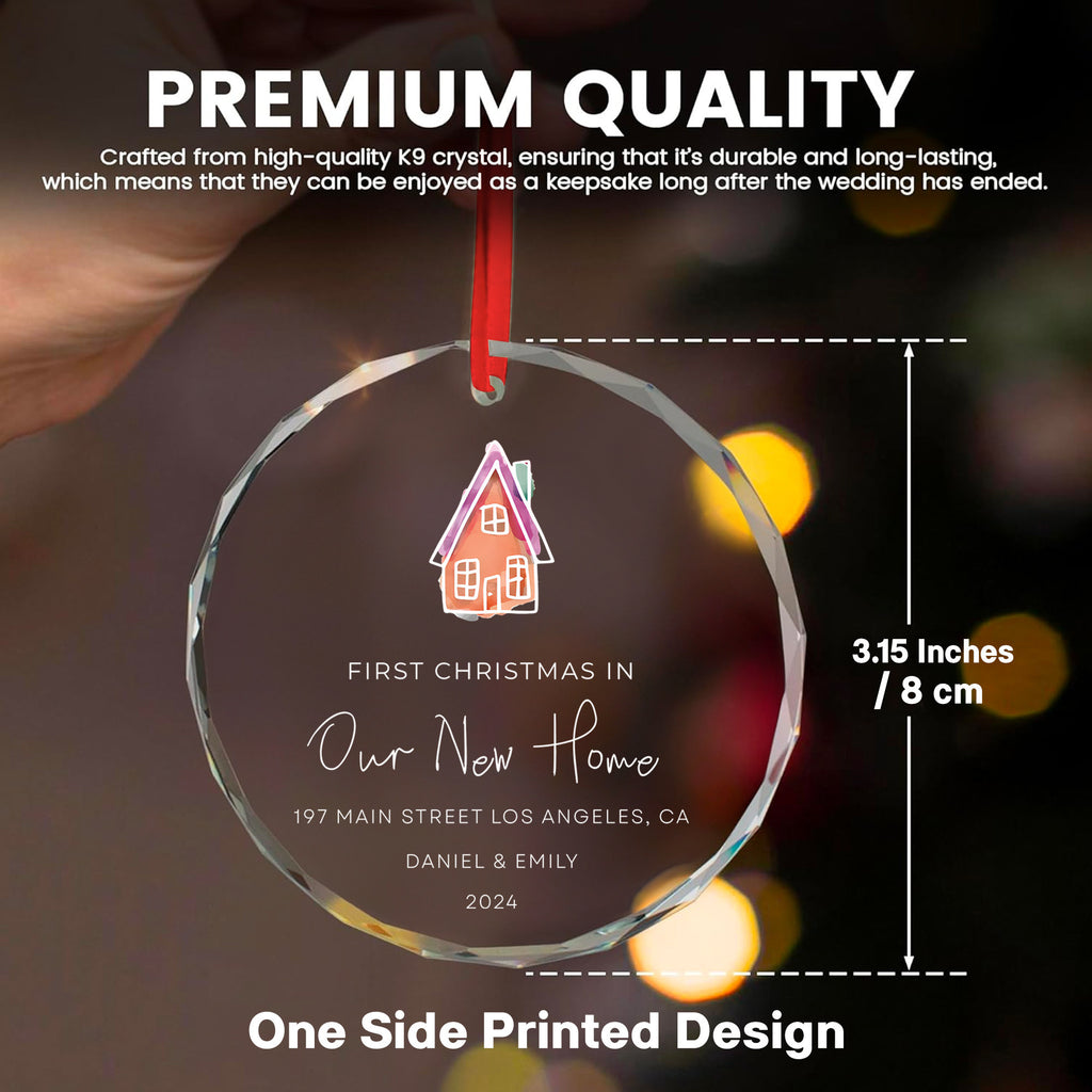 Personalized First Christmas in Our New Home Glass Ornament with Address - image 7