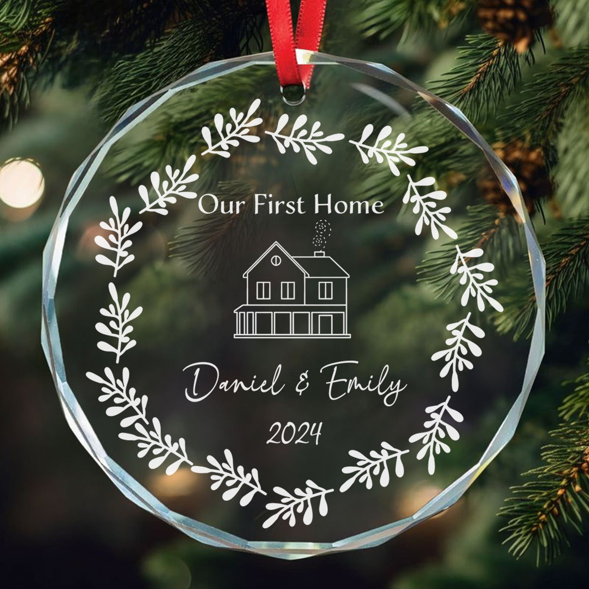 Personalized New Address Glass Christmas Ornament, First Christmas in Our New Home Gift - image 2