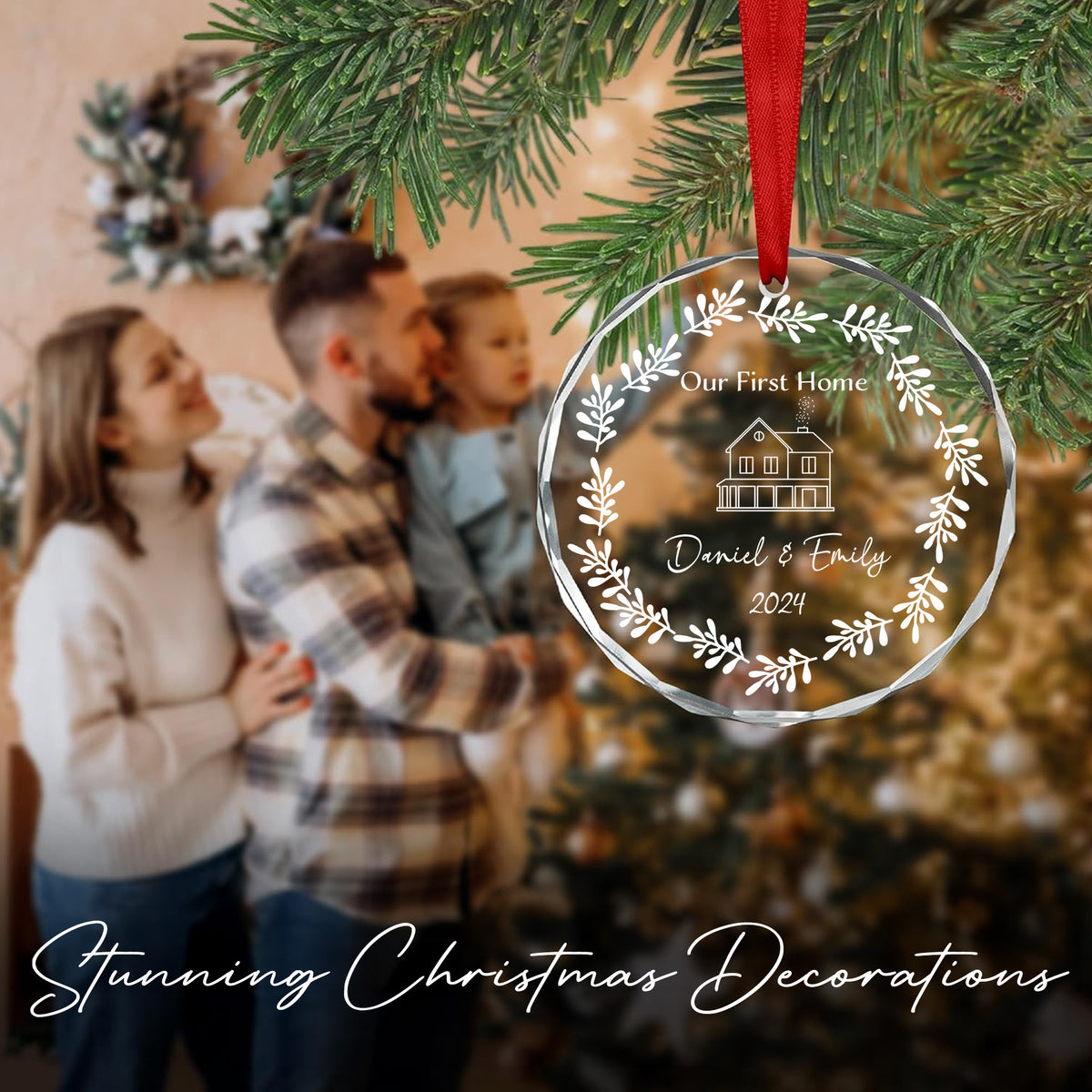 Personalized New Address Glass Christmas Ornament, First Christmas in Our New Home Gift - image 6